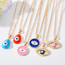 Emaille Evil Eye Anhänger Halskette für Frauen hohl türkisch glückliche blaue rote Augen Halskette Clavicel -Ketten Party Schmuck Schmuck