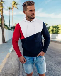 Jaquetas ao ar livre Hoodies Novo pullover de desgaste masculino emendado contra o capuz esportivo elástico casual colorido