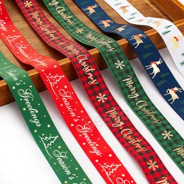 91m/rulla julband presentförpackning Dekorativ bågband Xmas Tree Snowflake Tryckband Ribbons semestergåvor Förpackningstillbehör BH7965 TYJ