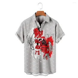 Мужские повседневные рубашки китайская рубашка для печати карпа для Man Street Harajuku в стиле пляж с короткими рукавами Camisa Masculina Classic