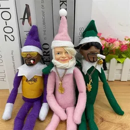 Pluszowa zabawka dla dzieci prezent na Boże Narodzenie Snoop na pochyleniu miłośnicy hip-hopu transgraniczne szpiegowanie wygięte nad świątecznym elfem dekoracyjna lalka z żywicy