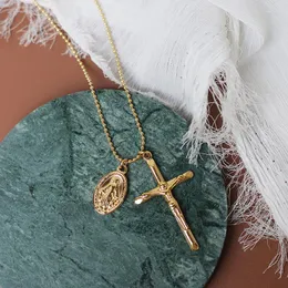 Подвесные ожерелья Modagirl Gold Virgin Mary Cross Drucifix Ожежее