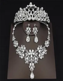 2018 pi￹ recente a goccia di strass per matrimoni di gioielleria da sposa set collace corona orecchini a corona orecchini perle a tre pezzi da sposa ACC2275164