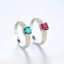 Bröllop bankett syntetiska ruby ​​smaragd s925 silver ring kvinnor smycken elegant lady mikro set zirkon lyxörhängen tillbehör Alla hjärtans dag gåva