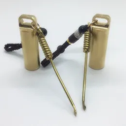 Neueste COOL Gold Rauchen Messing Kräuter Tabak Gewürz Miller Lagerung Stash Flasche Tragbare Hand Seil Mini Dabber Löffel Schnupftabak Snorter Sniffer Snuffer Seal Tank DHL