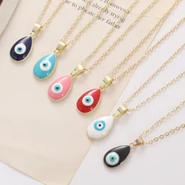Вода капля эмаль злой голубые глаза подвесной ожерелье для женщин Турецкие ожерелья Lucky Eye Choker