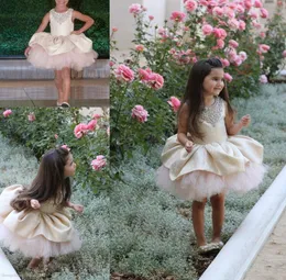 Girls Pageant Dresses for Toddlers Tulle and Lace Kids Girl Birthday Party Communione Abiti per perle di fiori gonfi Dre3573993