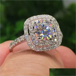 Ringos de cluster Women Bling Zircon Rings Band Finger Fashion Jewelry Engagement Gemstone Anel para entrega de gotas de presente Dh20x