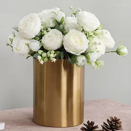 장식용 꽃 30cm 핑크 장미 모란 인공 꽃다발 가짜 가정 결혼 장식 실내 테이블 장식 배열 식물