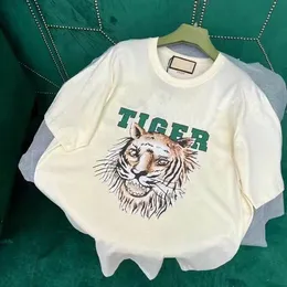 T-shirt da uomo Tiger Design Letter Style Tops Pullover Tees T-shirt casual allentate a maniche corte Coppia Streetwear Tops