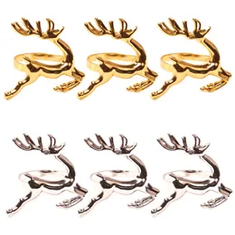 Servilleteros de venado de Navidad, servilleteros de aleación de oro y plata, hebilla de servilleta, decoración de mesa de fiesta de boda para hotel RRA653