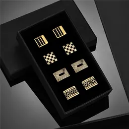 Cuff Links 4 Pairs Cufflinks For Mens With Gift Box Man Shirt Wedding Guests s Men Husband Jewelry Business Tie Clip 221114