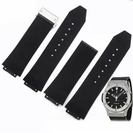 Watch Accessories 23mm 26mm 28mm Men Women Stainless Steel Deployment Clasp Black Diving Silicone Rubber Watch Band Strap for HUB 337a