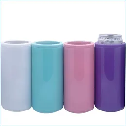 Tumblers Diy Heat SubliMation Skinny Tumbler 12oz Beer Water Bottle rostfritt st￥l Vakuum Insats Can Cooler Thermos Cups Drop Deli DH7BO