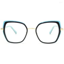 Sonnenbrillenrahmen AM003 Elegantes Design Metallacetatbrille mit klarer Demolinse für romantische, stilvolle Temperament-Frauenbrillen