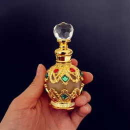 2pcs Perfume Bottle 15ml Vintage Metal Bottle Essential Oils Dropper Container beautiful Decoration Gift with high quality328T