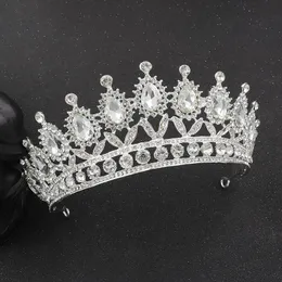 Headpieces Gorgeous Sparkling Silver Big Wedding Diamante Pageant Hairband Crystal Bridal Crowns for Brides Hair Jewelry Headpiece
