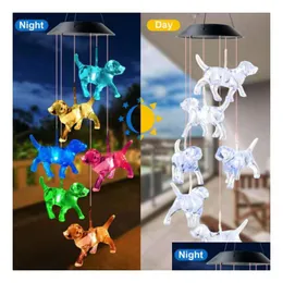 Nyhetsartiklar Crystal Dog String Light Up Solar Wind Chimes Novelty artiklar Flash Color Changing Home Party Garden Decor Glowing Carto DHFR6