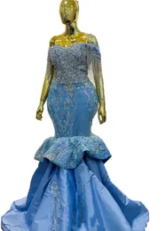 Aso Ebi 2022 ￁rabe Luxo Mermaid Prom Dresses Cristais Festa de renda de renda de renda Segunda recep￧￣o Vestidos de noivado de anivers￡rio SH07