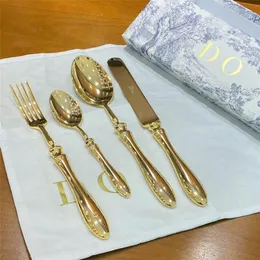 DL0R roestvrijstalen gouden zilveren flatware sets lepel vork meskamp keuken thee set set keuken bargerei 304299w