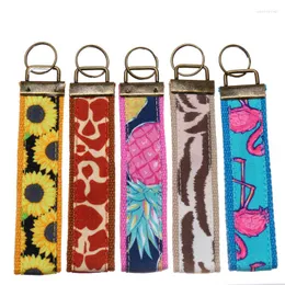 Keychains Fashion 5pcs/6pcs/7pcs Cloth Print Key Ring Belt Holder Wrist Keychain Hanger Buckle Hook Outdoor Tools