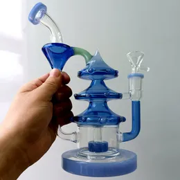 Niebieski kształt choinki szklane bongo fajki wodne delikatny dab Rig z oponą Percolator palnik olejowy fajka