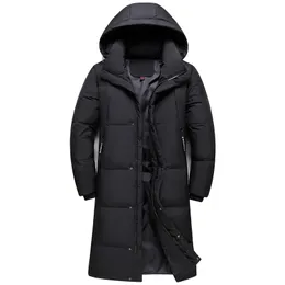 Parkas de plumón para hombre Llegada Chaquetas de invierno Abrigo Moda Espesar Cálido 90% Abrigos de pato blanco para capucha Parka larga negra 221117