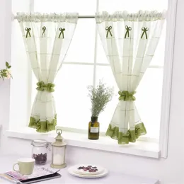 Kurze Vorhänge für Küchengarn gefärbt kared Leinen Tüll Vorhang für Wohnzimmer Schlafzimmer Weiße Jalousien auf Fenster Home Decor Rideau 210712262z
