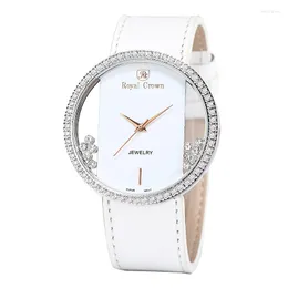 Principais relógios de pulso Luxo shinestones clear feminino watch japão quartzo horas hours fine moda de couro bracelete de aniversário do presente de aniversário real