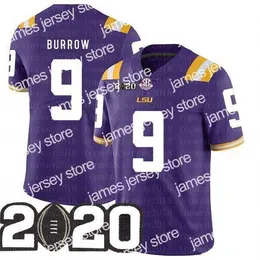 Maglie da calcio Joe Burrow Lsu Tigers Burreaux Football Jersey Diamond Patch Pach Bowl Playoff Playoff 9999