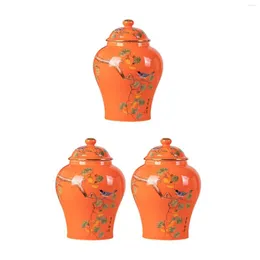 Storage Bottles Chinese Style Ginger Jar Persimmon Pattern For Home Decor Tea With Lid Ceramic Canister