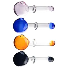 Bamboo Joint Shape Smoking Oil Burner Pipes Glass Burners Bubbler Straight Pyrex Hand Wax Pipe 6 Colors