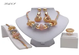 Fani Exquisite Dubai Gold Clafure Jewelry Set Nigerian Wedding Woman Accessory Set Set African Beads Costume Dewelmy Set 214063679