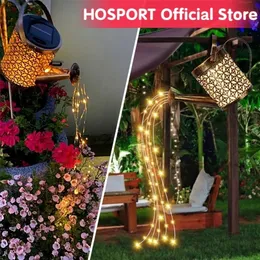 Garden Decorations Solar Powered Watering Can Sprinkles Fairy Waterproof Shower Art LED Light Lantern Outdoor Lawn Courtyard Decoration Lamp 221116
