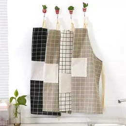 Babadores de avental xadrez de avental sem mangas mulheres macias em casa cozinheira festeira de limpeza de cozinha acess￳rios de cozinha rrc494