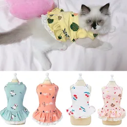 Cat Costumes Summer Small Dogs Clothes Skirt Cotton Cozy Pet Dresses Clothing For Cats Cute Print Kitten Princess Dress Ropa Para Gatos