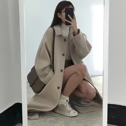 Misto lana da donna Cappotto lungo nero Donna invernale spesso coreano Corto con velluto Parka da donna in lana di media lunghezza Avvolgente Autunno 221117