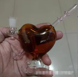 Son cam bongs nargile kalp şekli Sevgililer Günü hediye su boruları 14mm sigara ile kuru bitki kaseleri