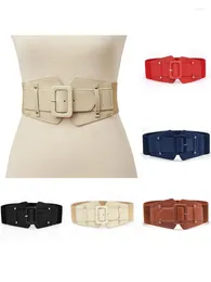 Belts Ly Designed Pu Leather Blue Belt Black Elastic Oversized Red Skin Metal Ring Waist Seal Collocation Dress