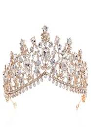 Lüks Rhinestone Tiara Taç Kristal Gelin Saç Aksesuarları Düğün Başlıkları Quinceanera Pageant Balo Kraliçesi Tiara Prenses Cr9448663