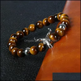 Charm Bracelets Wholesale 10Pcs/Lot 8Mm A Grade Yellow Tiger Eye Stone Beads With Alloy Bl Bracelet Men Women Matador Charm Bracelet Dhdsx