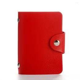 Card Holders 24 Cards Slim ID Holder 10x7cm PU Leather Pocket Case Solid Purse Mini Wallet With Buckle Business Hold Up