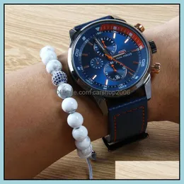 Charm armband ailatu smycken grossist 8mm naturlig bl￥ vit howlite marmor sten p￤rlor cz boll mens p￤rlstav rame armband drop de dhv9h