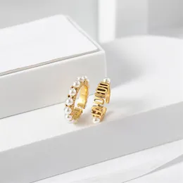Klaster Pearl Pierścienie Złota 2PCS Projekt Regulowany Gorąca Otwarte Prezenty Kobiety i nastolatka Pierścień Pierścień Biżuter