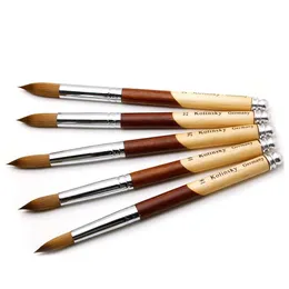 Nail Brushes 1PC Kolinsky Acrylic Art Brush UV Gel Polish Carving Pen Liquid Powder Drawing Wood Handle Minh Hair Set2405