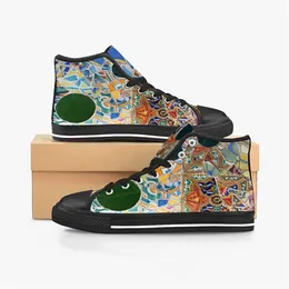 Gai Mens Custom Shoes Designer Canvas Women Sneakers Hand Painted Fashion Shoe Mid Cut Trainer