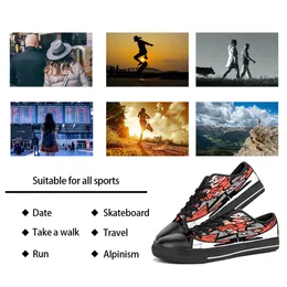 Maßgeschneiderte Schuhe Classic Canvas Low Cut Skateboard Casual Triple Black Akzeptieren Sie die Anpassung UV-Druck niedrige Sport-Sneaker für Herren und Damen Atmungsaktive Farbe 304