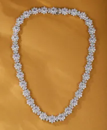 Collana con ciondolo in argento S925 con design a fiore di diamanti scintillanti con timbro PS4404A