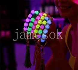 Silicone Luminous Bead Wrist Keychain For Women Bracelet Keyring Car Keychain Bag Pendant Fashion Keychains DE935