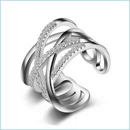 Pierścienie klastrowe Diamond Pierścienie Krzyżowe Złote Crystal Otwarte Regulowane Knuckle Knuckle Cluster Ring Band dla kobiet biżuteria modowa DEL DHCSM